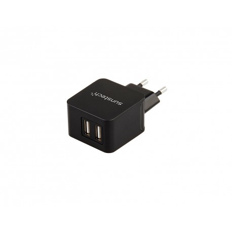 Sunstech ACU20 - Cargador USB dual con salida 5 V 3.1 A, color negro