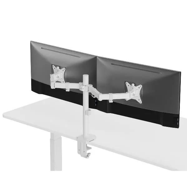 [650167] SOPORTE TV/MONITOR - Soporte de escritorio articulado para dos monitores de 17"-32", blanco 