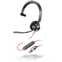 Auriculares monoaurales Poly Blackwire 3310 con certificación Microsoft Teams USB-C + Adaptador USB-C/A